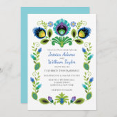 Polnische Folk-Blume Aquamarine Einladung zur Hoch (Vorne/Hinten)