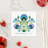 Polnische Folk Blume Blue Aquamarin Wedkin Napkin Serviette (Beispiel)