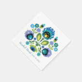 Polnische Folk Blume Blue Aquamarin Wedkin Napkin Serviette (Ecke)