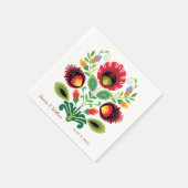 Polnische Folk-Blume Red Wedding Napkin Serviette (Ecke)