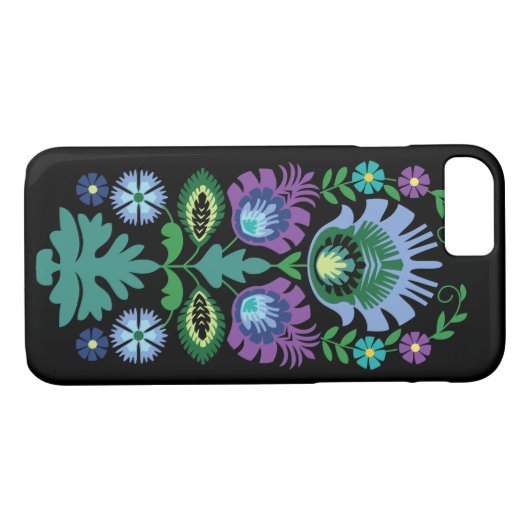 Polnische Folklore-Blume hellblau Case-Mate iPhone Hülle (Rückseite (Horizontal))