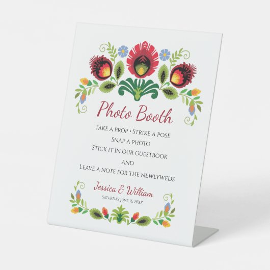 Polnische Folklore-Blume rot Sockelschild (Vorderseite)