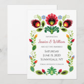 Polnische Folklore-Blume Rote Save the Date-Karte Date (Vorne/Hinten)