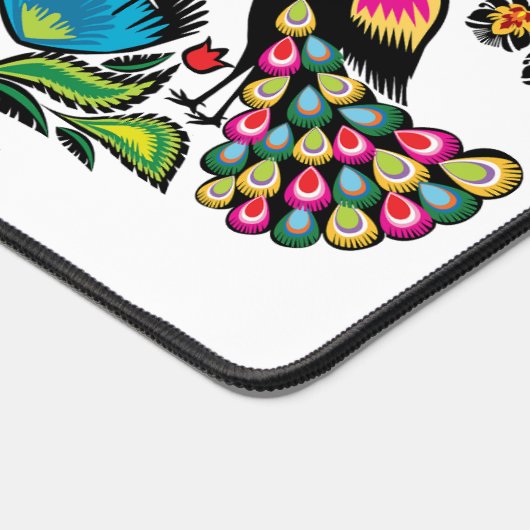 Polnische Folklore mit Pfauen, benutzerdefinierter Schreibtischunterlage (Ecke)