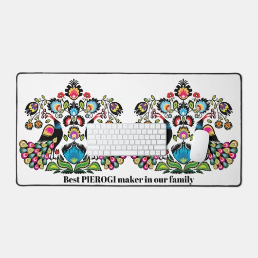 Polnische Folklore mit Pfauen, benutzerdefinierter Schreibtischunterlage (Tastatur & Maus)