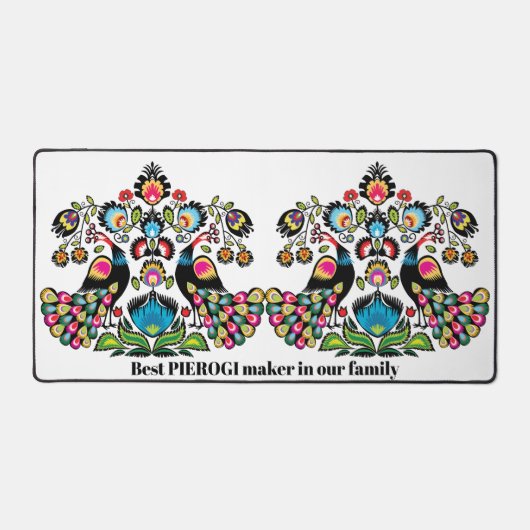 Polnische Folklore mit Pfauen, benutzerdefinierter Schreibtischunterlage (Vorderseite)