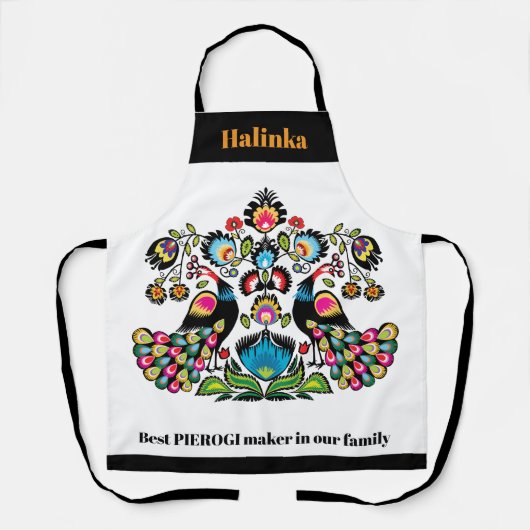 Polnische Folklore mit Pfauen, benutzerdefinierter Schürze (Vorderseite)
