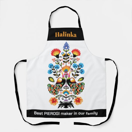 Polnische Folklore mit Pfauen, Schürze von Sondert (Vorderseite)