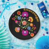 Polnische Folklore mit rosa Blume individuell eins Pappteller (Party)