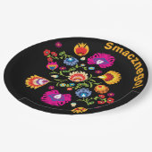 Polnische Folklore mit rosa Blume individuell eins Pappteller (Schrägansicht)