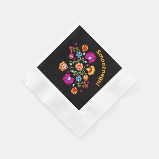 Polnische Folklore mit rosa Blume individuell eins Serviette (Ecke)