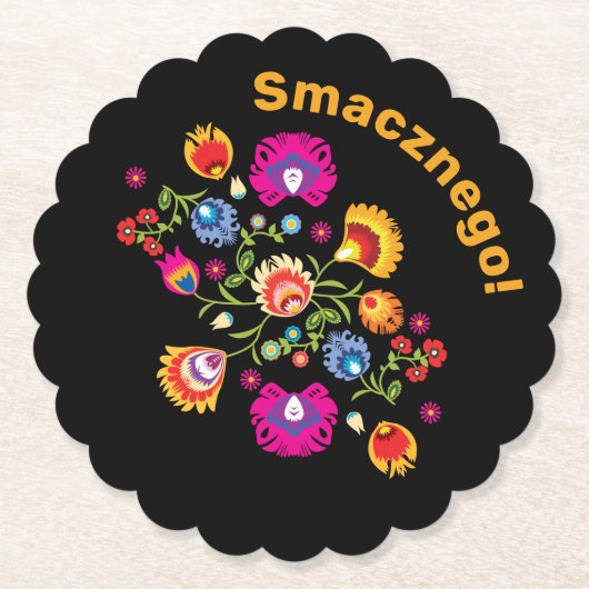 Polnische Folklore mit rosa Blume individuell eins Untersetzer (Vorderseite)