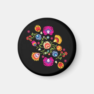 Polnische Folklore mit rosa Blume Magnet