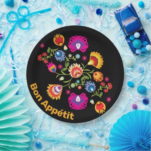 Polnische Folklore mit rosa Blume Pappteller (Party)