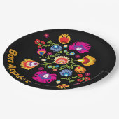 Polnische Folklore mit rosa Blume Pappteller (Schrägansicht)