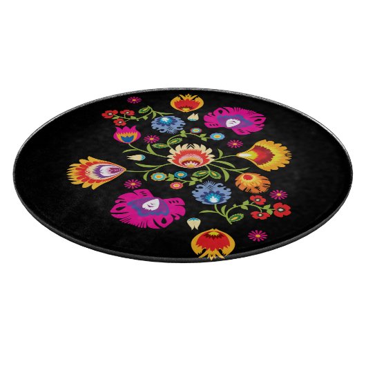 Polnische Folklore mit rosa Blume Schneidebrett (Ecke)