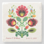 Polnische FolkloreBlume Roter Stein Untersetzer (Vorderseite)