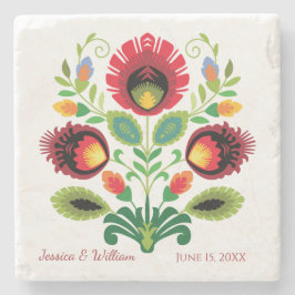 Polnische FolkloreBlume Roter Stein Untersetzer