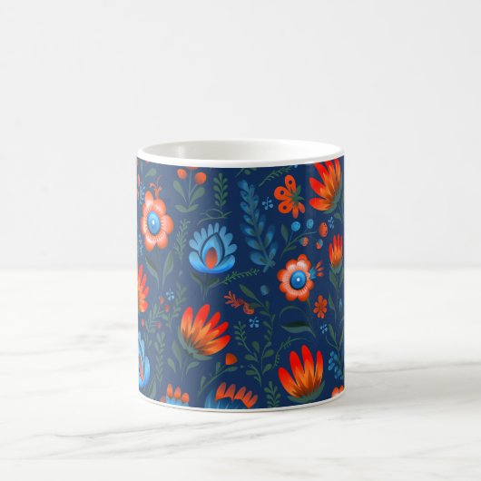 Polnische FolkloreBlume Wycinanki Blue Kaffeetasse (Mittel)