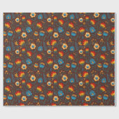 Polnische Folkloregruppe Wycinanki Brown Geschenkpapier (Flach)