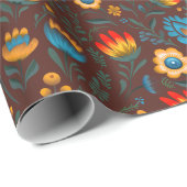 Polnische Folkloregruppe Wycinanki Brown Geschenkpapier (Rolleneckpunkt)