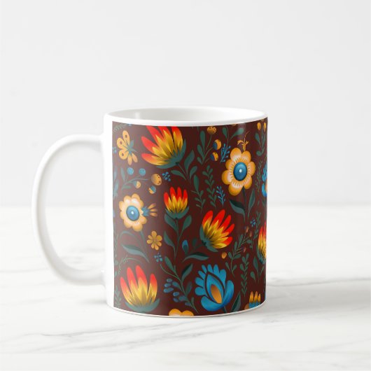 Polnische Folkloregruppe Wycinanki Brown Kaffeetasse (Links)