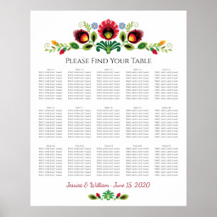 Polnische Folklorestafel-Blume Rote Hochzeitssorti Poster