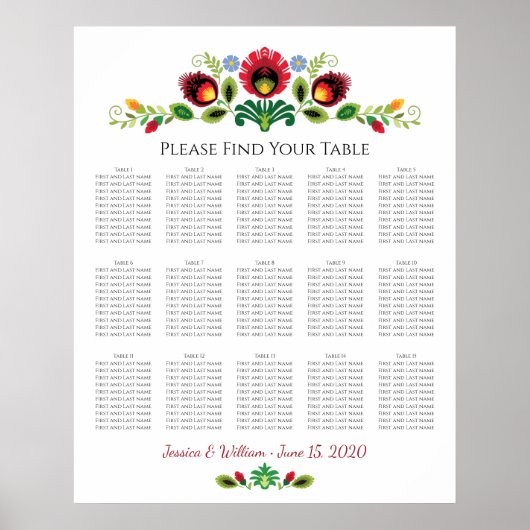 Polnische Folklorestafel-Blume Rote Hochzeitssorti Poster (Vorne)