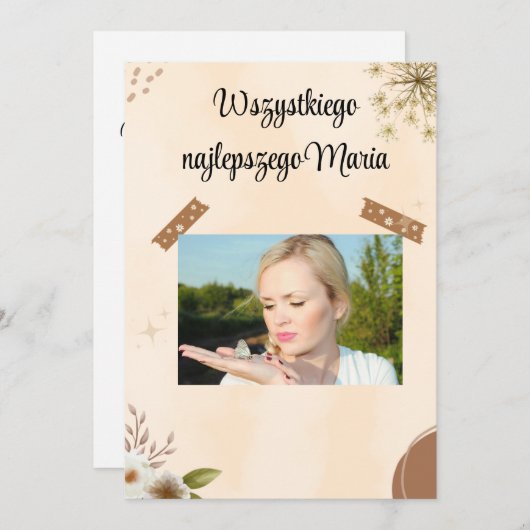 Polnische Geburtskarte Dankeskarte (Vorne/Hinten)