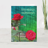 Polnische Geburtskarte Sto Lat Rote Rosen Karte (Vorderseite)