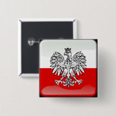Polnische Hochglanzflagge Button (Vorne & Hinten)