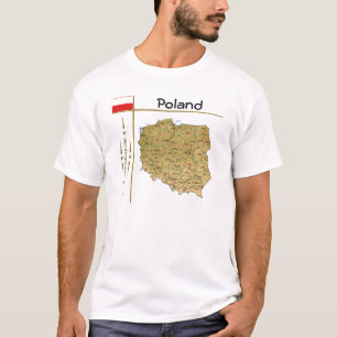 Polnische Karte + Flagge + T - Shirt