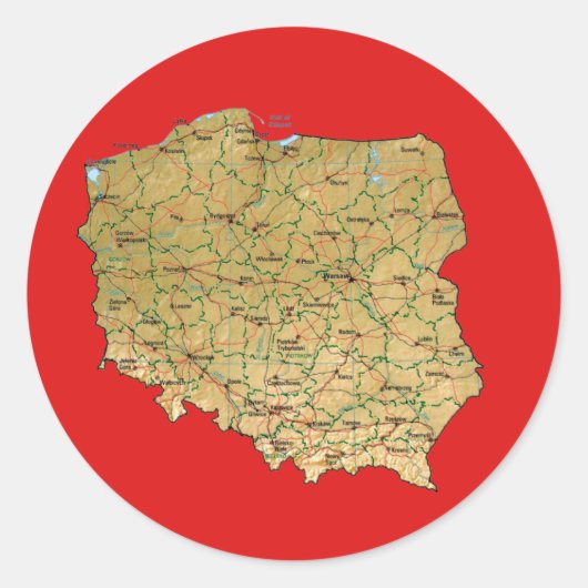 Polnische Karte Runder Aufkleber (Vorderseite)