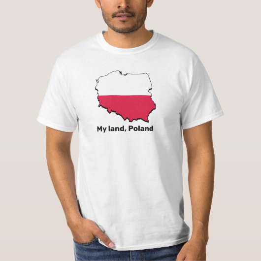 Polnische Karte und Flagge auf T - Shirt gedruckt (Vorderseite)