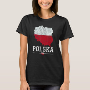 Polnische Karte und Flagge Souvenir erschütterten  T-Shirt