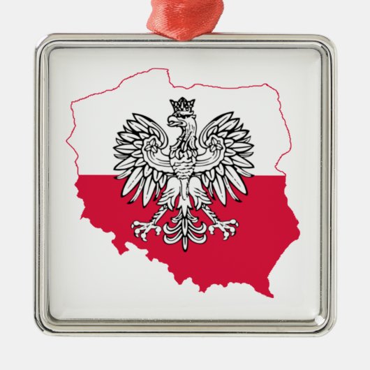 Polnische Karten-Flaggen-Prämien-Verzierung Silbernes Ornament (Vorne)