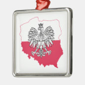 Polnische Karten-Flaggen-Prämien-Verzierung Silbernes Ornament (Links)