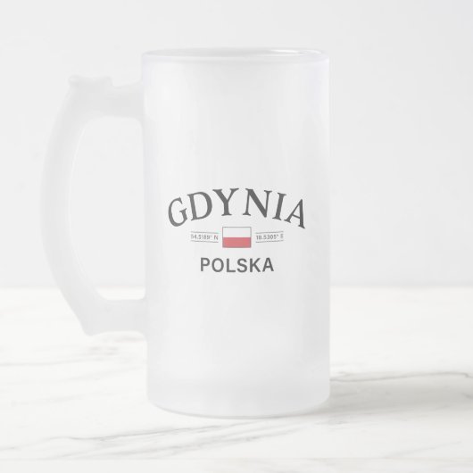 Polnische Koordinaten von Gdynia Polska (Polen) Mattglas Bierglas (Links)