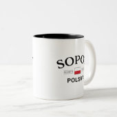 Polnische Koordinaten von Sopot Polska (Polen) Zweifarbige Tasse (VorderseiteRechts)
