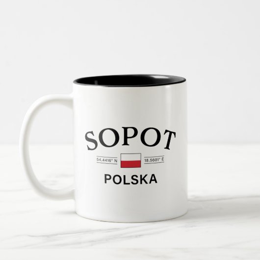 Polnische Koordinaten von Sopot Polska (Polen) Zweifarbige Tasse (Links)