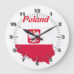 Polnische Landesflagge Große Wanduhr