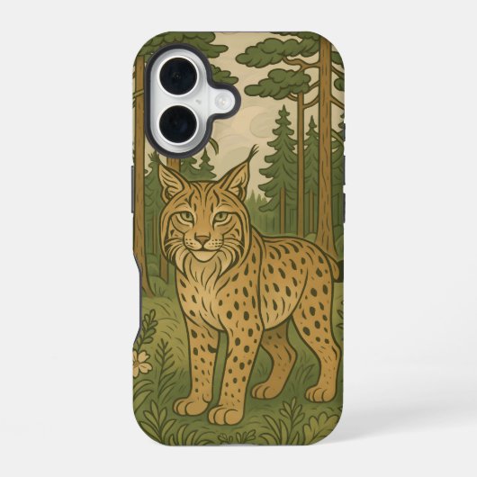 Polnische Luchs-Wald-Volkskunst iPhone 16 Hülle (Rückseite)