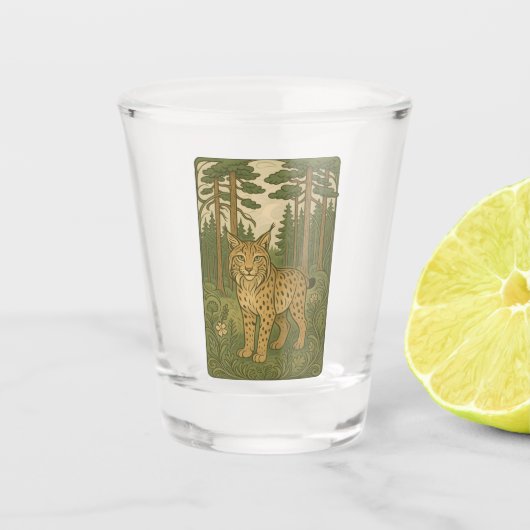 Polnische Luchs-Wald-Volkskunst Schnapsglas (Vorderseite)