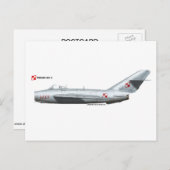 Polnische Luftwaffe LIM-5 (MiG-17) Fresco Postkarte (Vorne/Hinten)