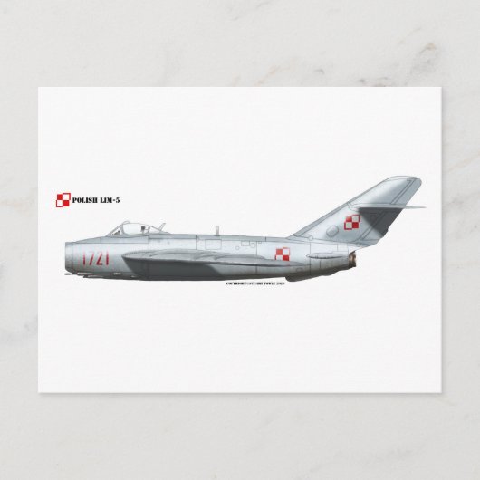 Polnische Luftwaffe LIM-5 (MiG-17) Fresco Postkarte (Vorderseite)