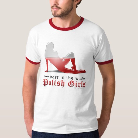 Polnische Mädchen-Silhouette-Flagge T-Shirt (Vorderseite)