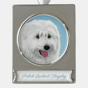 Polnische Niederungshund-Malerei - Hundekunst Silb Banner-Ornament Silber