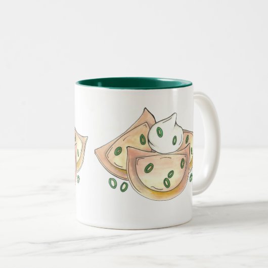 Polnische Pierogies Dumplings Food Sour Cream Onio Zweifarbige Tasse (VorderseiteRechts)