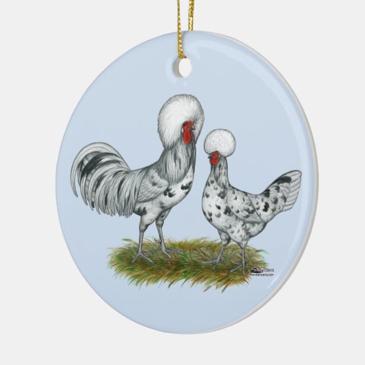 Polnische Spritzen-Hühner Keramikornament (Links)