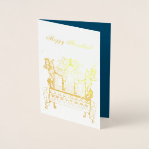 Polnische Synagoge Hanukkah Lamp Foil Card Folienkarte